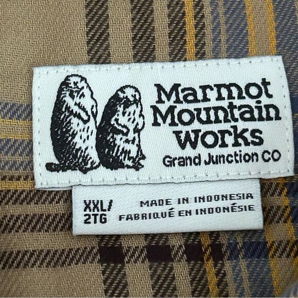 Marmot Bayview Midweight Flannel LS Long Sleeve Shirt Brown Size XXL - Picture 5 of 8